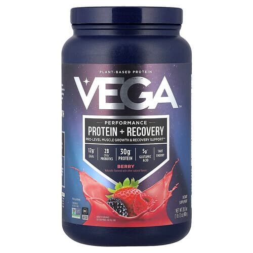 Vega, Plant-Based Protein, Performance Protein + Recovery, Berry, 1 lb 12 oz (801 g)