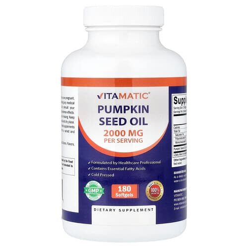 Vitamatic, Pumpkin Seed Oil, 180 Softgels (1,000 mg per Softgel)