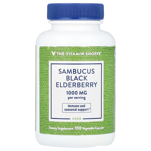 The Vitamin Shoppe, Sambucus Black Elderberry, 100 Vegetable Capsules (500 mg per Capsule)