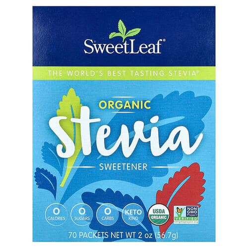 SweetLeaf Stevia, Organic Stevia Sweetener, 70 Packets, 0.028 oz (0.8 g) Each