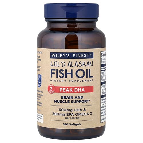 Wiley's Finest, Wild Alaskan Fish Oil, Peak DHA, 180 Softgels