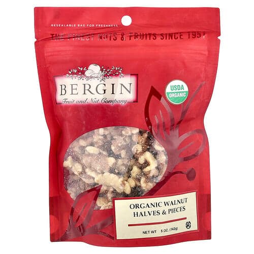 Bergin Fruit and Nut Company, Organic Walnut Halves & Pieces, 5 oz (142 g)