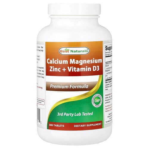 Best Naturals, Calcium Magnesium Zinc + Vitamin D3, 300 Tablets