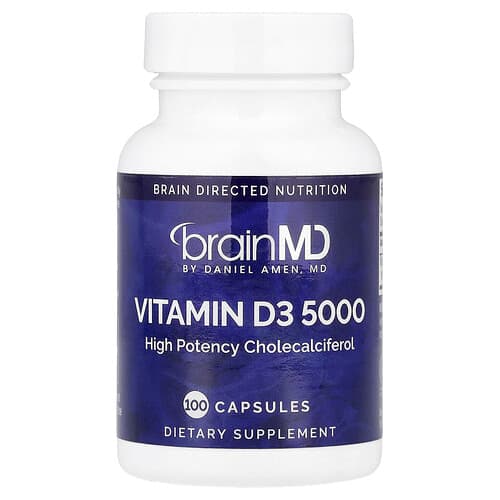 BrainMD, Vitamin D3 5000, 100 Capsules (125 mcg (5,000 IU) per Capsule)