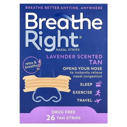 Breathe Right, Nasal Strips, Lavender, 26 Tan Strips