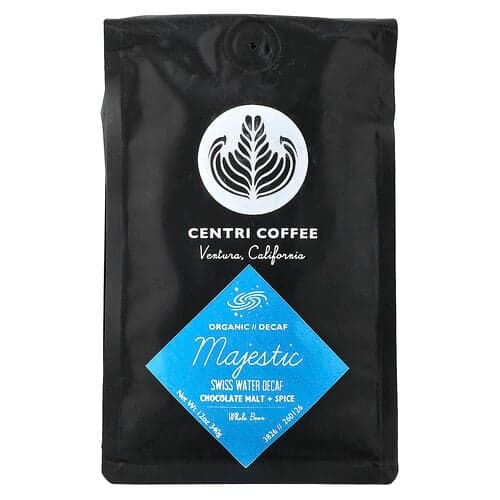 Centri Coffee, Organic Majestic, Whole Bean, Decaf, Chocolate Malt + Spice, 12 oz (340 g)
