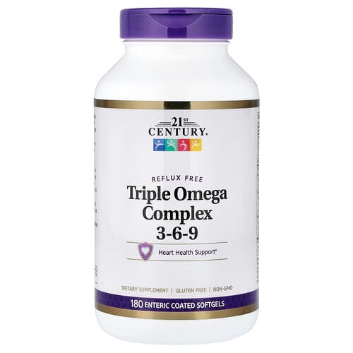 21st Century, Triple Omega Complex 3-6-9, 180 Enteric Coated Softgels