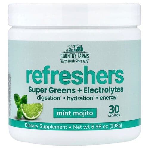 Country Farms, Refreshers, Super Greens + Electrolytes, Mint Mojito , 6.98 oz (198 g)