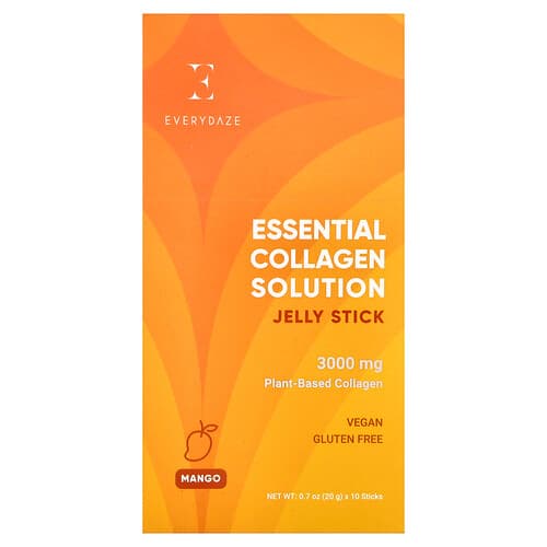 Everydaze, Essential Collagen Solution Jelly Stick, Mango, 10 Sticks, 0.7 oz (20 g) Each