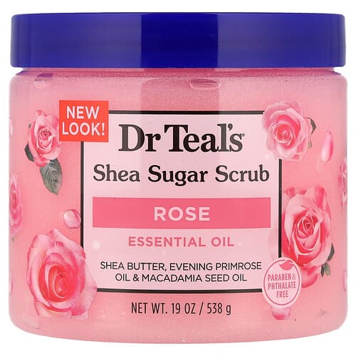 Dr. Teal's, Shea Sugar Scrub, Essential Oil, Rose, 19 oz (538 g)