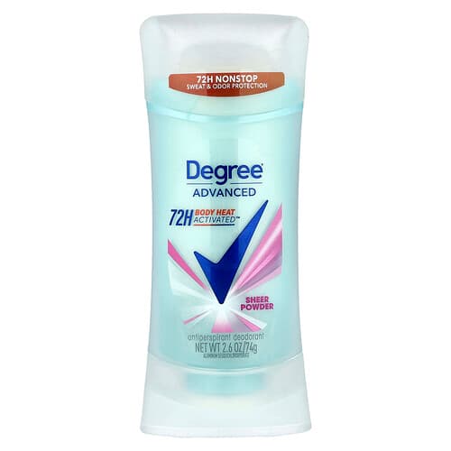 Degree, Advanced, 72H Body Heat Activated™, Antiperspirant Deodorant, Sheer Powder, 2.6 oz (74 g)