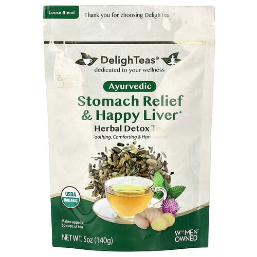 DelighTeas, Herbal Detox Tea, Stomach Relief & Happy Liver, Loose Blend, Caffeine Free, 5 oz (140 g)