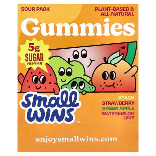 Enjoy Small Wins, Gummies, Sour Pack, Peach, Strawberry, Green Apple, Watermelon-Lime, 6 Packs, 1.8 oz (50 g) Each