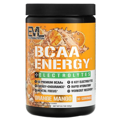 EVLution Nutrition, BCAA Energy® + Electrolytes, Orange Mango, 11.7 oz (333 g)