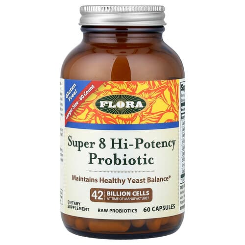 Flora, Super 8 Hi-Potency Probiotic, 60 Capsules