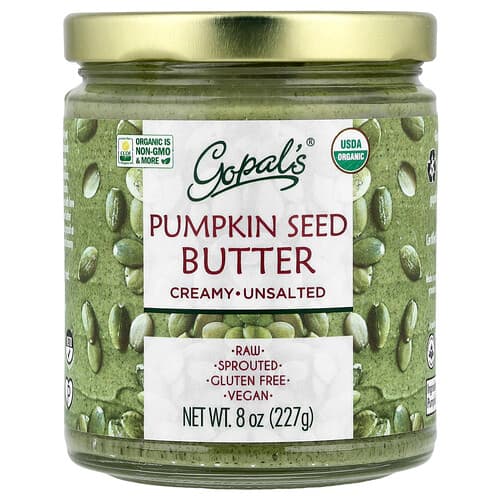 Gopal's, Organic Pumpkin Seed Butter, Creamy, Unsalted, 8 oz (227 g)