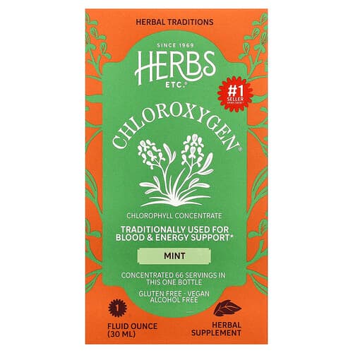 Herbs Etc., ChlorOxygen®, Chlorophyll Concentrate, Alcohol Free, Mint, 1 fl oz (30 ml)