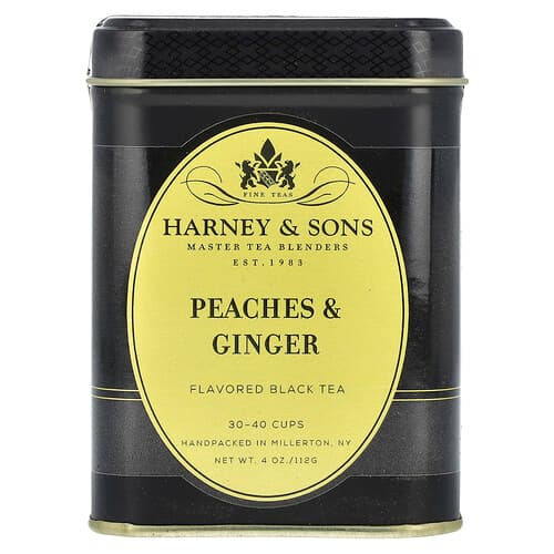 Harney & Sons, Black Tea, Peaches & Ginger, 4 oz (112 g)