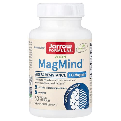Jarrow Formulas, Vegan MagMind®, Stress Resistance, 60 Veggie Capsules