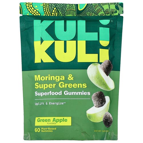 Kuli Kuli, Superfood Gummies, Moringa & Super Greens, Green Apple, 60 Plant-Based Gummies