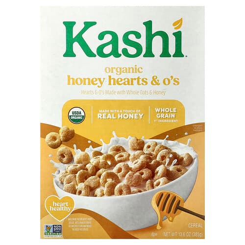 Kashi, Organic Cereal, Honey Hearts & O's, 13.6 oz (385 g)
