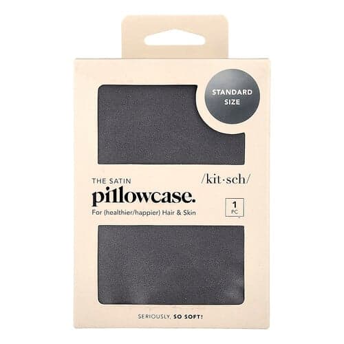Kitsch, The Satin Pillowcase, Standard Size, Charcoal, 1 Pillowcase