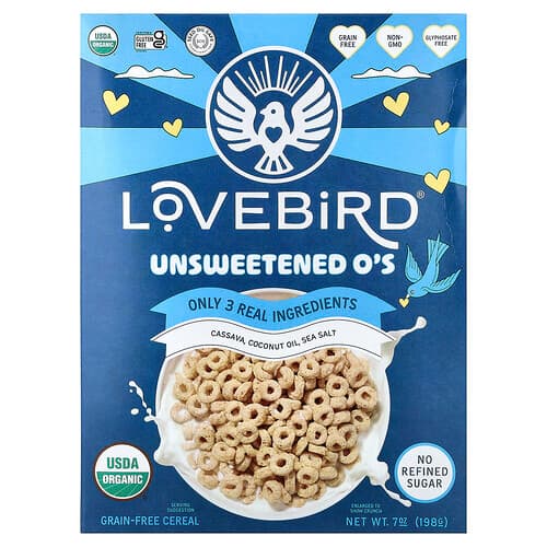 Lovebird, Grain-Free Cereal, Unsweetened O's, 7 oz (198 g)