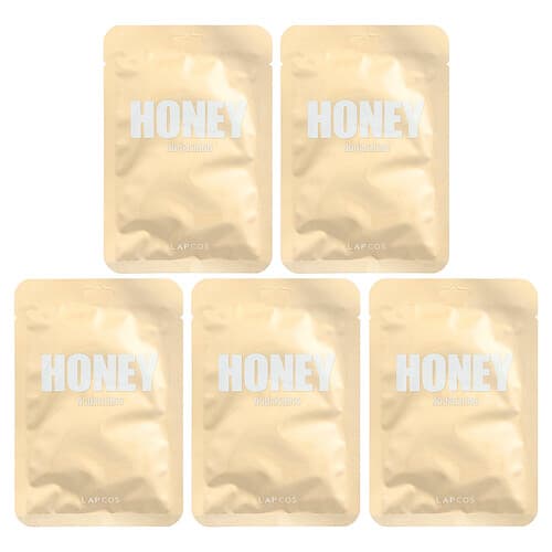 Lapcos, Honey Beauty Sheet Mask Set, Nourishing, 5 Sheets, 0.91 fl oz (27 ml) Each