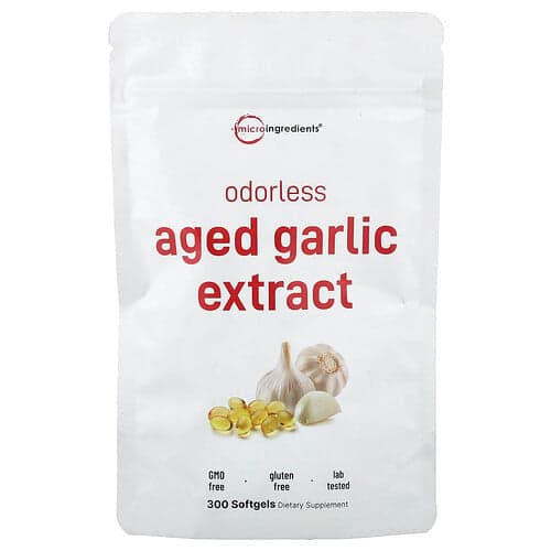 Micro Ingredients, Odorless Aged Garlic Extract, 300 Softgels (250 mg per Softgel)