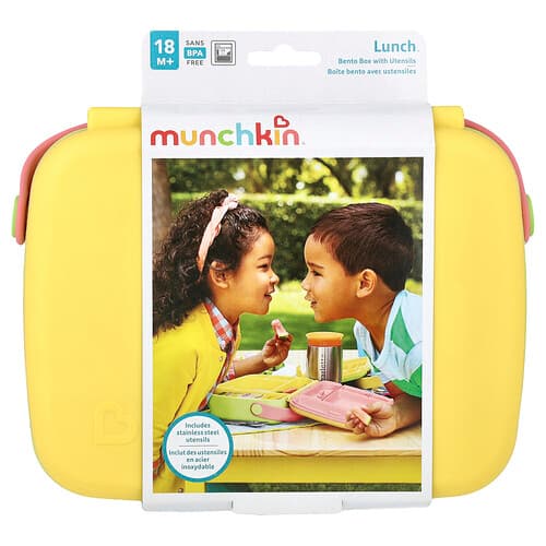 Munchkin, Lunch™, Bento Box With Utensils, 18 Months+, Yellow, 3 Piece Set