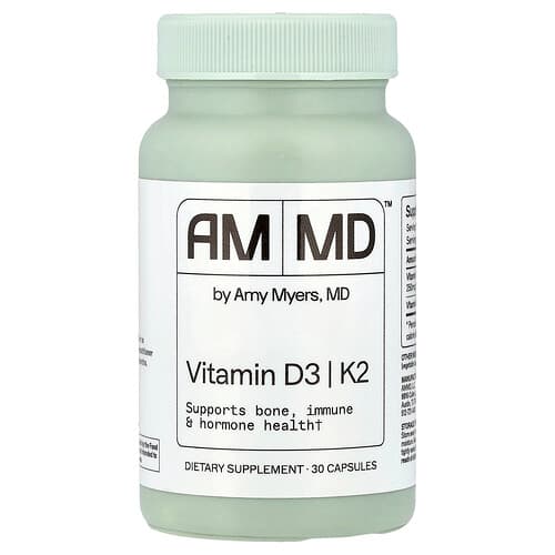 Amy Myers MD, Vitamin D3, K2, 30 Capsules