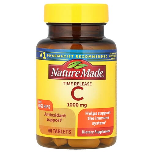 Nature Made, Vitamin C with Rose Hips, Time Release, 1,000 mg, 60 Tablets