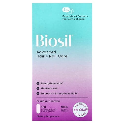 Biosil, Advanced Hair + Nail Care, 120 Original Capsules