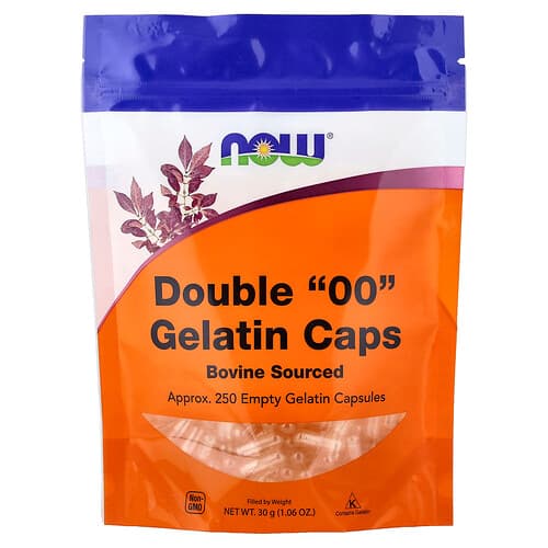NOW Foods, Double 00 Gelatin Caps, Approx. 250 Empty Gelatin Capsules, 1.06 oz (30 g)