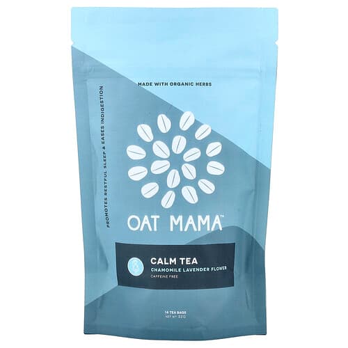 Oat Mama, Calm Tea, Chamomile Lavender Flower, Caffeine Free, 14 Tea Bags, 32 g