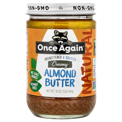 Once Again, Almond Butter, Creamy, Unsweetened & Roasted, 16 oz (454 g)