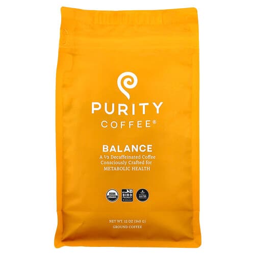 Purity Coffee, Balance, Ground, 2/3 Decaffeinated, 12 oz (340 g)