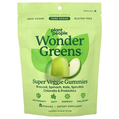 Plant People, WonderGreens®, Super Veggie Gummies, Green Apple, 60 Gummies