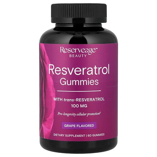 Reserveage Beauty, Resveratrol Gummies, Grape, 60 Gummies