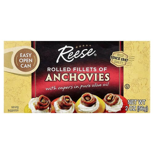 Reese, Rolled Fillets of Anchovies With Capers in Pure Olive Oil, 2 oz (56 g)