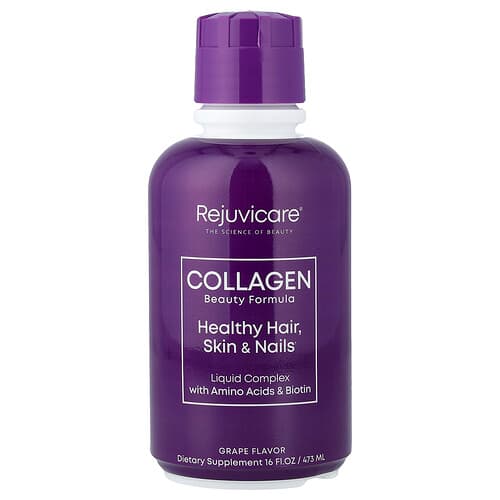 Rejuvicare, Collagen Beauty Formula, Liquid Complex With Amino Acids & Biotin, Grape, 16 fl oz (473 ml)