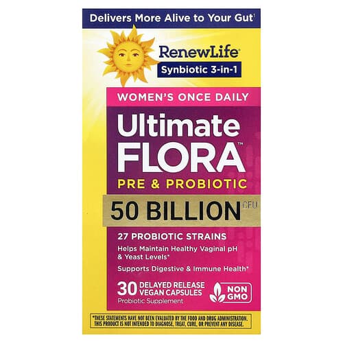 Renew Life, Women's Once Daily, Ultimate Flora™ Pre & Probiotic, 30 Delayed Release Vegan Capsules