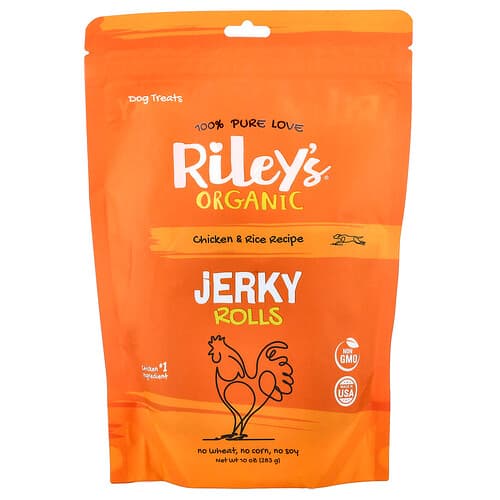 Riley’s Pets, Jerky Rolls, Dog Treats, Chicken & Rice, 10 oz (283 g)