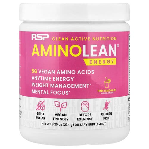 RSP Nutrition, AminoLean®, Energy, Pink Lemonade, 8.25 oz (234 g)