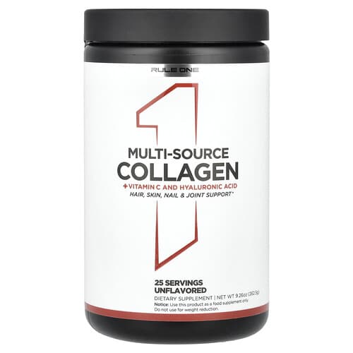 Rule One Proteins, Multi-Source Collagen + Vitamin C and Hyaluronic Acid, Unflavored, 9.26 oz (262.5 g)