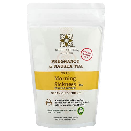 Secrets of Tea, No To Morning Sickness® Tea, Peach & Ginger, Caffeine Free, 20 Unbleached Tea Bags, 1.47 oz (41 g)