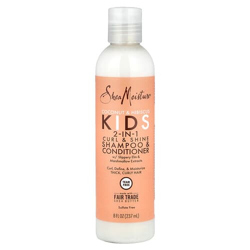 SheaMoisture, Kids 2-In-1 Curl & Shine Shampoo & Conditioner, Coconut & Hibiscus, 8 fl oz (237 ml)