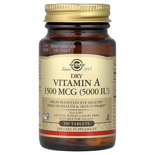 Solgar, Dry Vitamin A, 100 Tablets