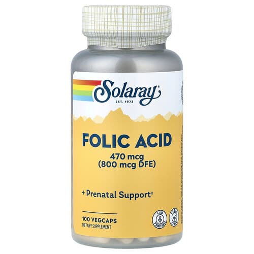 Solaray, Folic Acid, 470 mcg (800 mcg DFE), 100 VegCaps