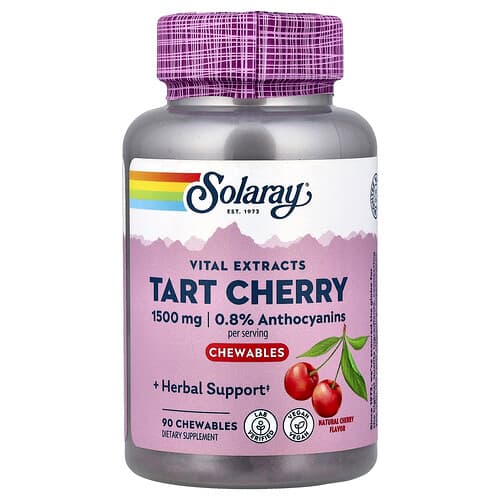 Solaray, Vital Extracts, Tart Cherry, Natural Cherry, 90 Chewables (500 mg per Chewable)